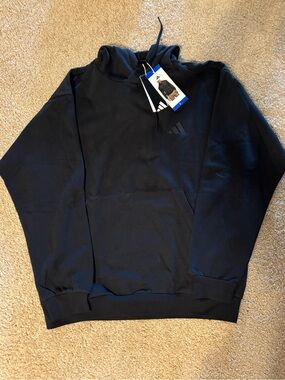 NWT Men’s Adidas Black Pullover Hoodie with chest Logo